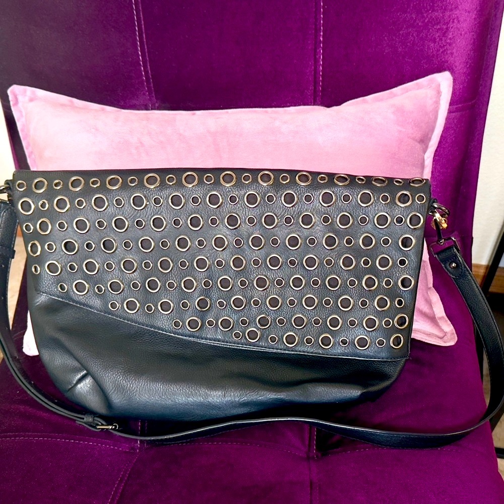 New Black Studded Crossbody Bag